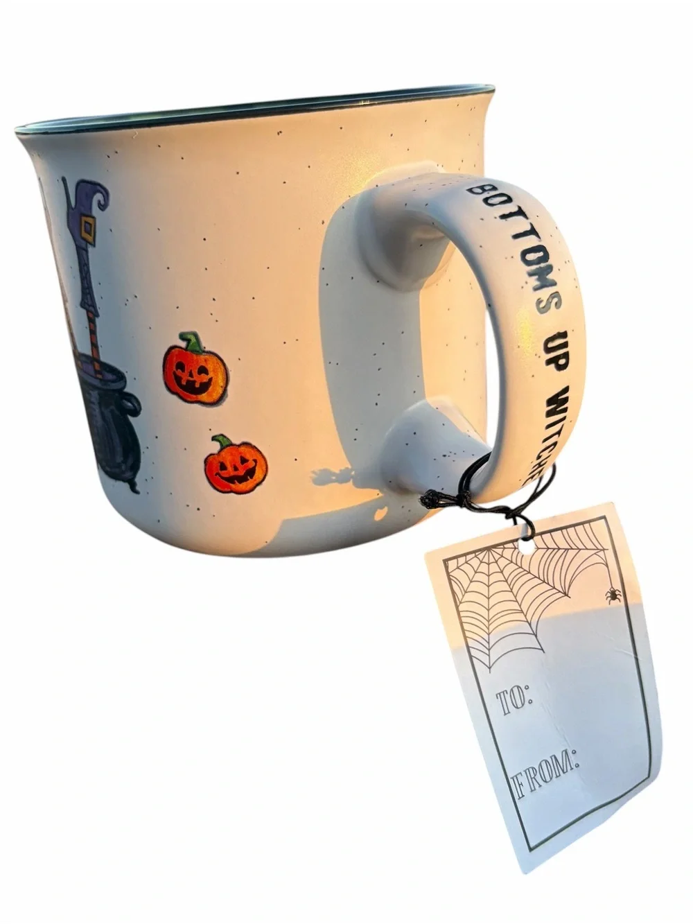 NWT WITCH CUP COBWEBS & CAULDRON BOTTOMS UP WITCHES LARGE STONEWARE MUG 16OZ